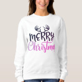Pullover à cornes « Joyeux Noël » pour femmes (Devant)
