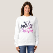 Pullover à cornes « Joyeux Noël » pour femmes (Devant entier)