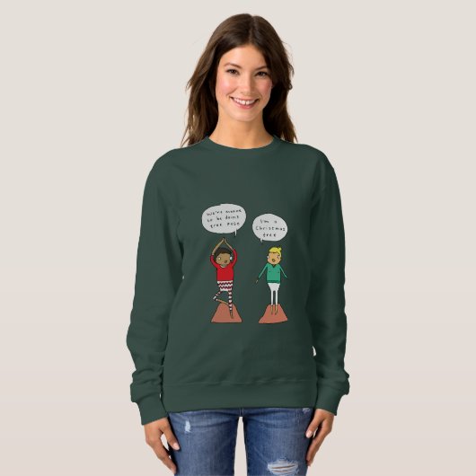 Pullover drôle de Noël de yoga de la pose | (Devant entier)