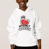 Pullover Hoodie: Mijn enige koningin (wit) (Voorkant)
