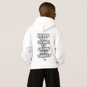Pullover : Jamais trop jeune (blanc) (Dos entier)