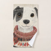 Pullover noir et blanc pour chiot avec neige (Serviette à main)