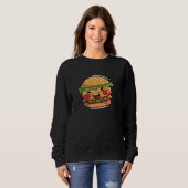 Pullover noir graphique de fast food mignon (Devant entier)