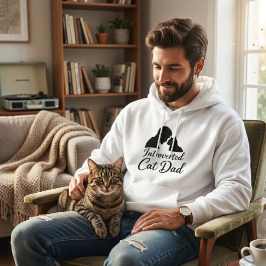 Pullover Silhouette Minimaliste Papa Chat Introver