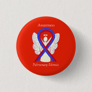 Pulmonaire fibrose Bewustheid Ribbon Angel Buttonn Ronde Button 3,2 Cm