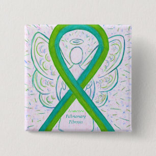 Pulmonaire fibrosis Awareness Ribbon Angel Button