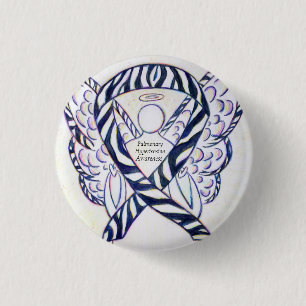 Pulmonale hypertensie Bewustheid Lint Zebra Ronde Button 3,2 Cm