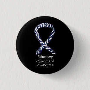 Pulmonale hypertensie Bewustheid Lint Zebra Ronde Button 3,2 Cm