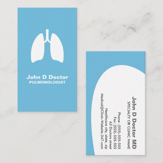 Pulmonologische pulmonoloog visitekaartje (Voorkant / Achterkant)