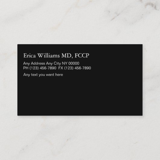 Pulmonologue Lung Doctor Cartes de visite (Dos)