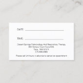 Pulmonoloog Bedrijf en Benoeming Visitekaartje (Achterkant)