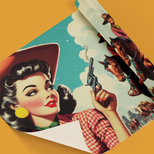  Pulp Cowgirl Illustratie Cadeaupapier