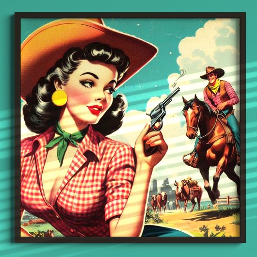  Pulp Cowgirl Illustratie Poster