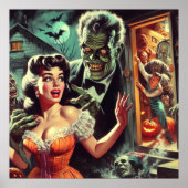  pulp horror meisje illustratie poster (Voorkant)