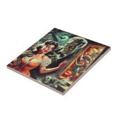  pulp horror meisje illustratie tegeltje (Zijkant)