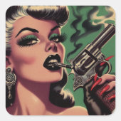 Pulp Meisje Vierkante Sticker (Voorkant)