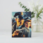  pulp politie illustratie briefkaart (Staand voorkant)