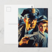  pulp politie illustratie briefkaart (Voorkant / Achterkant)