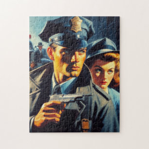 pulp politie illustratie legpuzzel