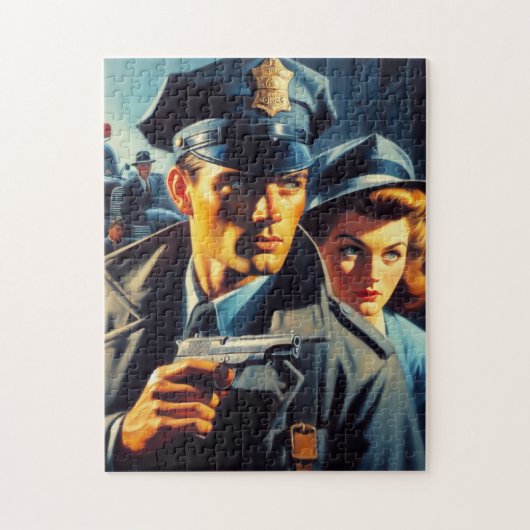 pulp politie illustratie legpuzzel (Verticaal)