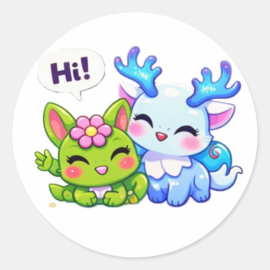 Pulspunkys Kawaii Fantasy Wezen Sticker (Voorkant)