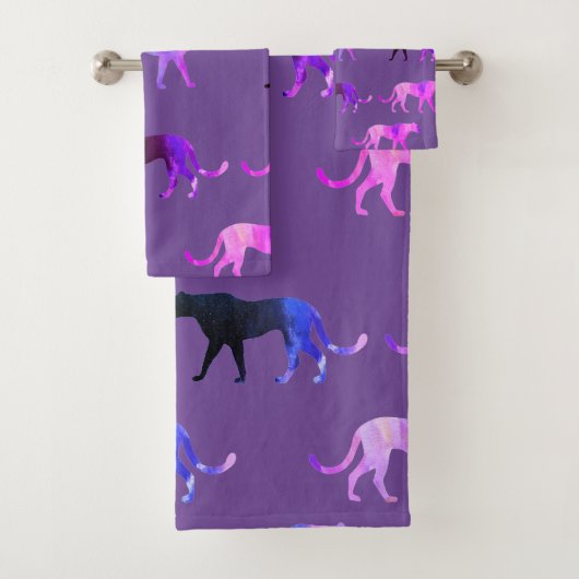 Puma Cats aangepaste achtergrondkleur Bad Handdoek (Insitu)