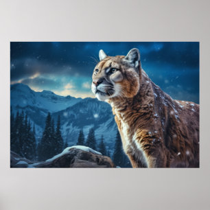 Puma Dier Wilderness Kleurrijke kunst aan de muur Poster