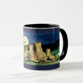 Puma Mountain Lion Family et Moon Designer Mug (Devant droit)