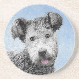 Pumi-schildering - Kute Original Dog Art Zandsteen Onderzetter