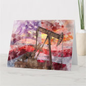 Pumpjack silhouet waterverf met American Flag Bedankkaart (Voorkant)