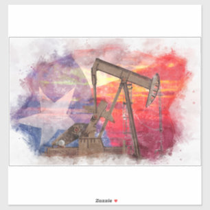 Pumpjack Texaanse icoon pasteltekening met Texas F Sticker