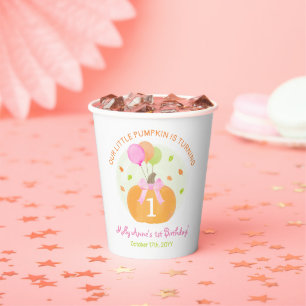 Pumpkin 1e eerste verjaardag Girl Cute Herfst Part Papieren Bekers