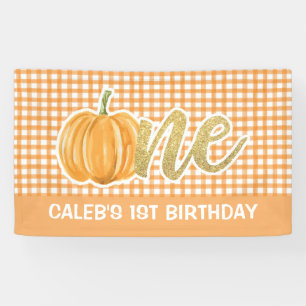Pumpkin 1st Birthday Banner - Oranje speldenschok
