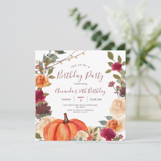 Pumpkin 30th Birthday Party Boho String Light Kaart (Staand voorkant)