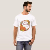 Pumpkin and Flower Thanksgiving Wreath T-shirt (Voorkant volledig)