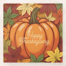 Pumpkin and Leaves Thanksgiving Glazen Onderzetter