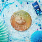 Pumpkin Autumn Burnt Oranje Textielontwerp Papieren Bordje (Feest)