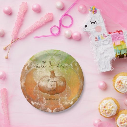 Pumpkin Autumn Burnt Oranje Textielontwerp Papieren Bordje (Feest)