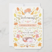 Pumpkin Autumn Foliage Foto Birth Announement Kaart (Voorkant)