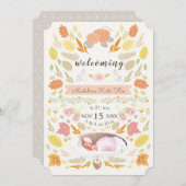 Pumpkin Autumn Foliage Foto Birth Announement Kaart (Voorkant / Achterkant)