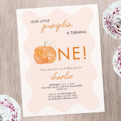 Pumpkin Autumn Herfst Eerste 1e Verjaardagsuitnodi Briefkaart