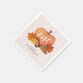 Pumpkin Autumn Leaves Pink Girl Verjaardagspapier Servet (Hoek)