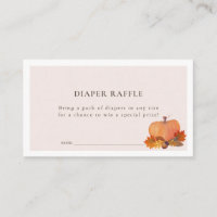 Pumpkin Autumn Leaves Pink Luier Raffle Ticket