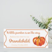 Pumpkin baby aankondiging ticket kleinkind (Staand voorkant)