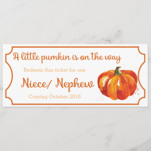 Pumpkin baby Announcement Ticket Niece/Nephew Aankondiging
