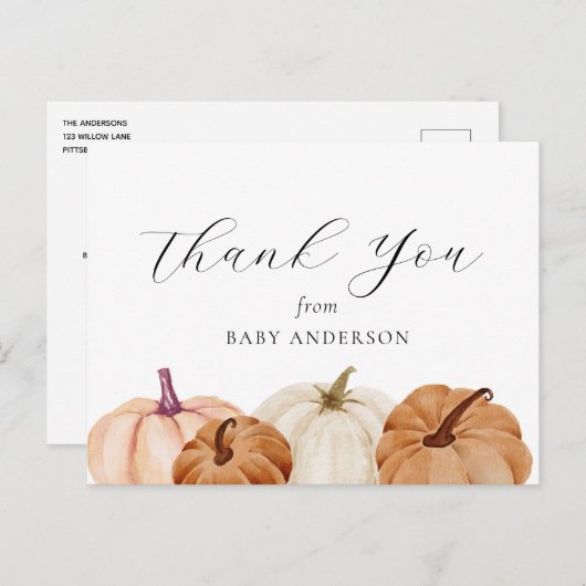 Pumpkin Baby Dank u Briefkaart (Voorkant / Achterkant)