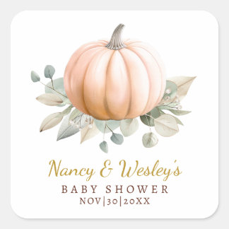 Pumpkin Baby Shower Favor Sticker | Orange Fall 