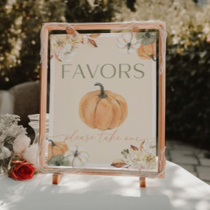 Pumpkin Baby shower Favors Sign Poster