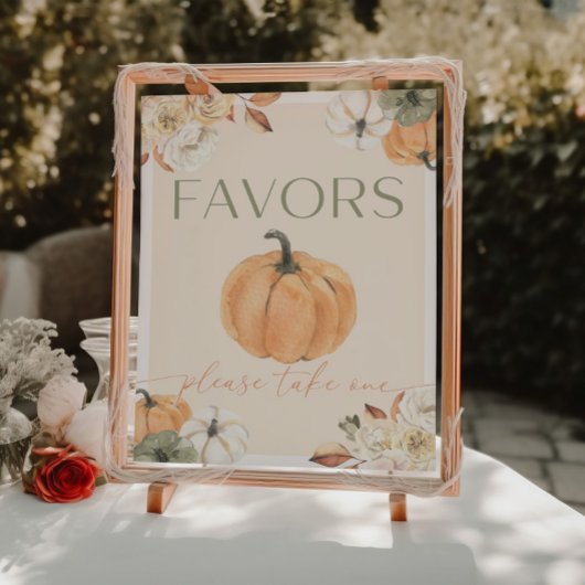 Pumpkin Baby shower Favors Sign Poster