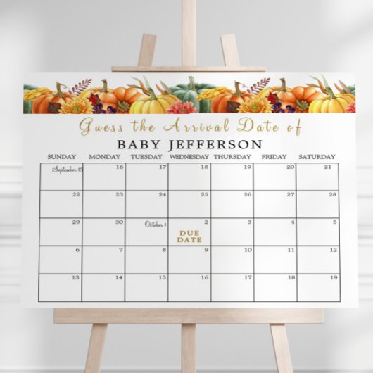 Pumpkin Baby shower Guess Due Date Kalender Poster